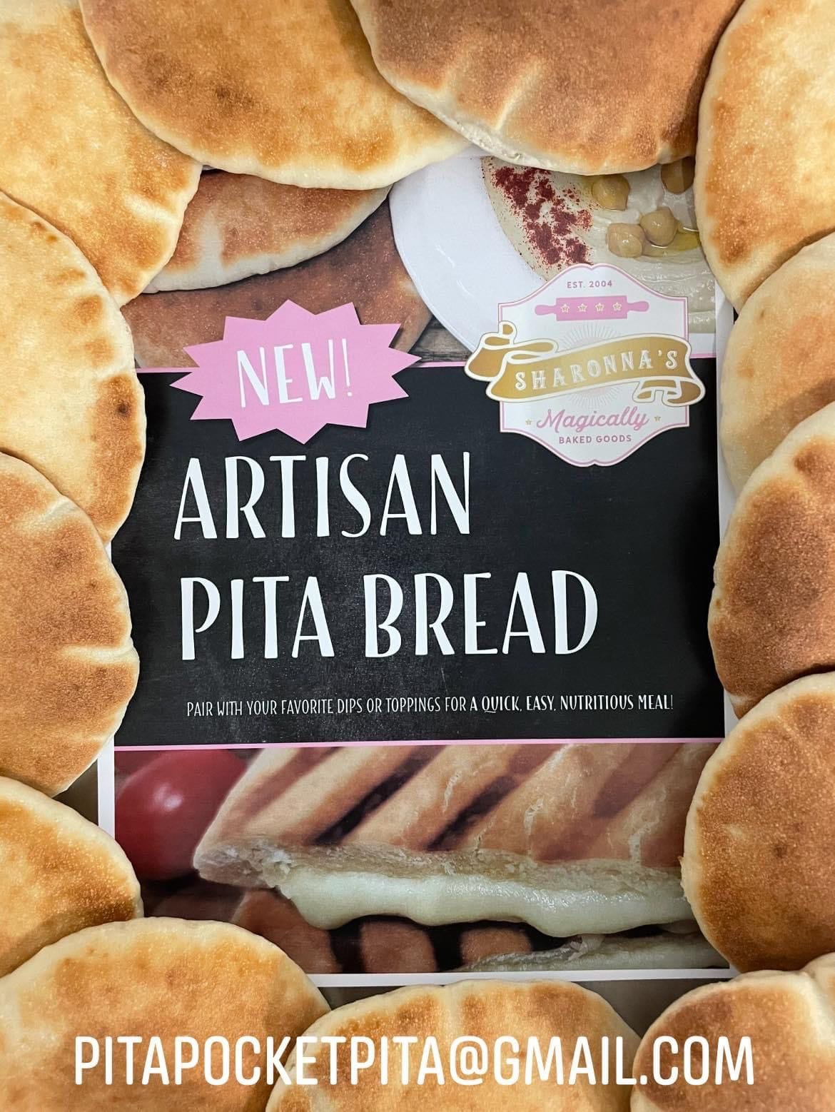 Sharonna's Artisan Pita Bread promotional flyer